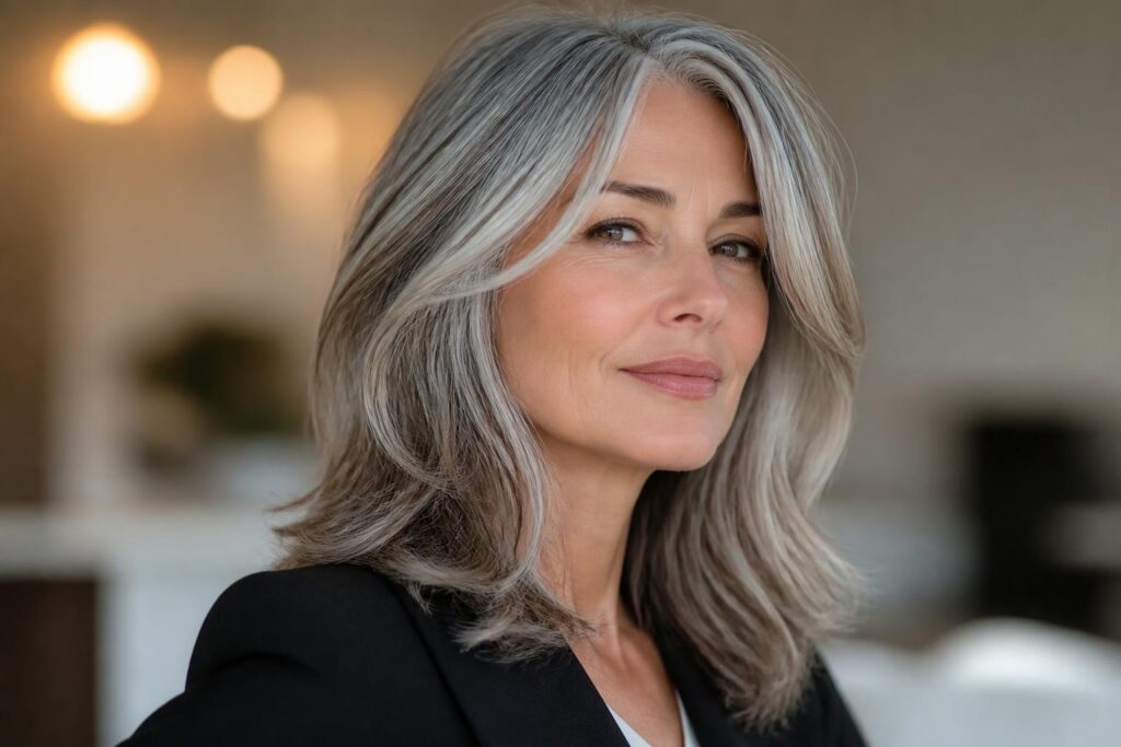 découvrez nos conseils pour sublimer vos cheveux gris avec un balayage élégant et moderne, afin d'illuminer votre couleur naturellement.