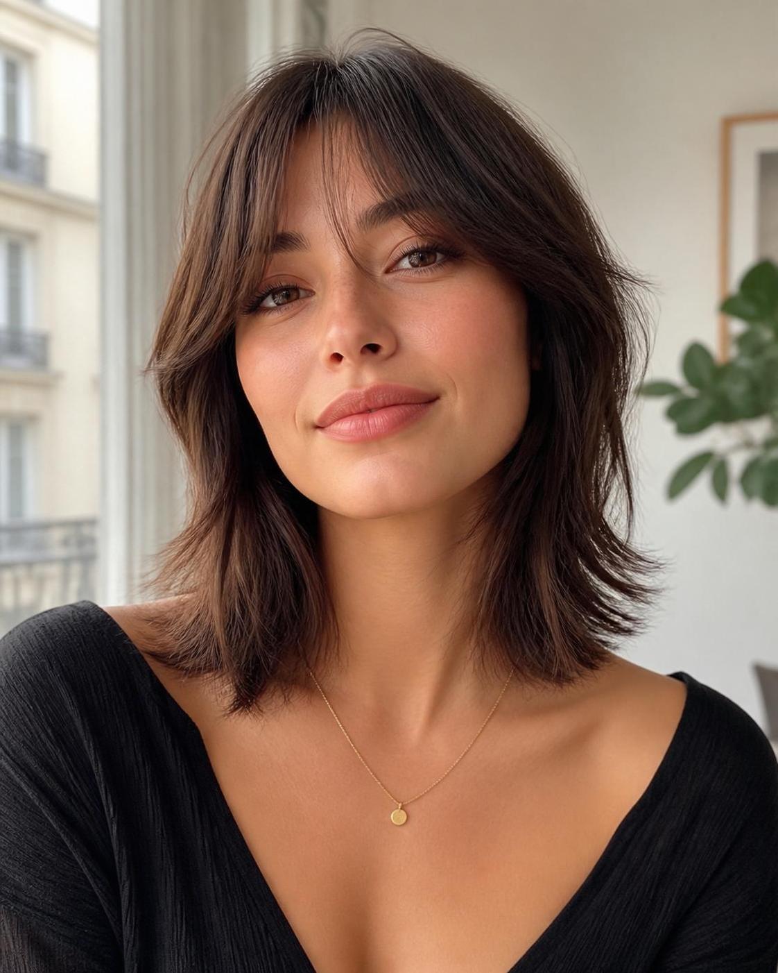 découvrez comment la frange rideau courte et effilée peut sublimer toutes les formes de visage en apportant style et élégance à votre coiffure.