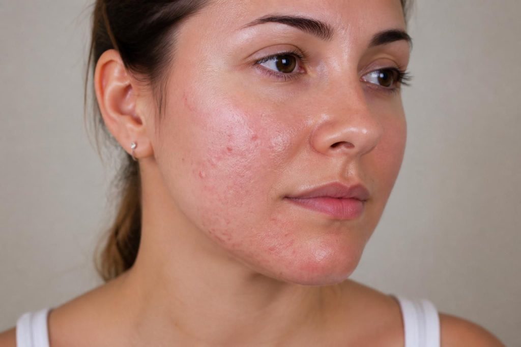 découvrez comment reconnaître et traiter la folliculite du visage chez la femme, une forme d’acné adulte, grâce à nos conseils dermatologiques experts.