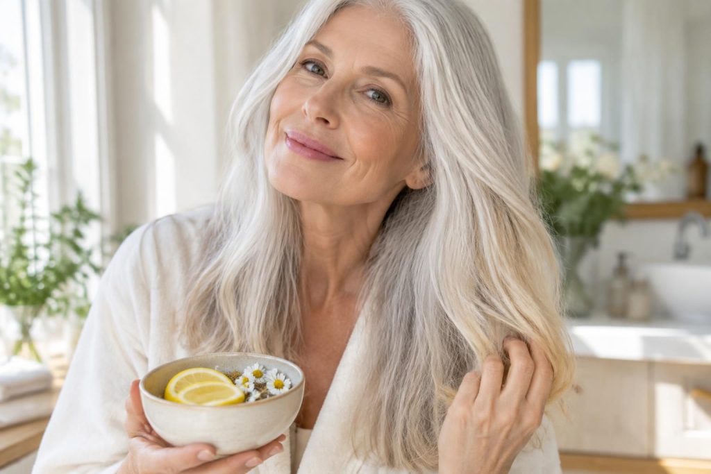 découvrez des astuces naturelles pour déjaunir les cheveux blancs, raviver leur éclat et préserver une chevelure lumineuse au quotidien.