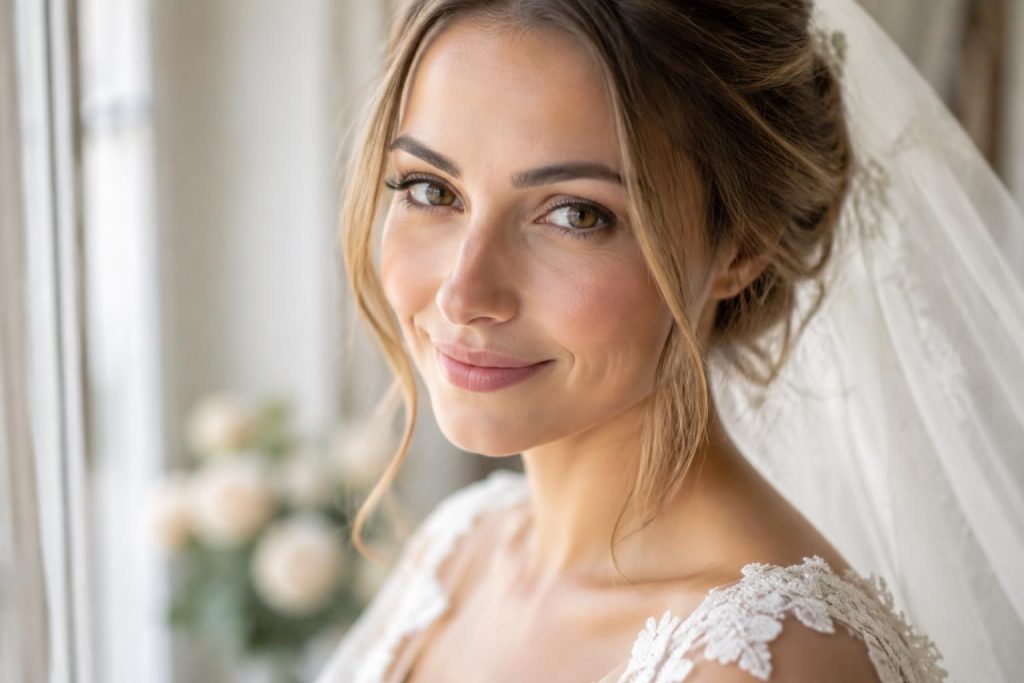 découvrez un maquillage simple pour mariée, avec des tons doux et lumineux pour sublimer votre beauté naturelle le jour j.