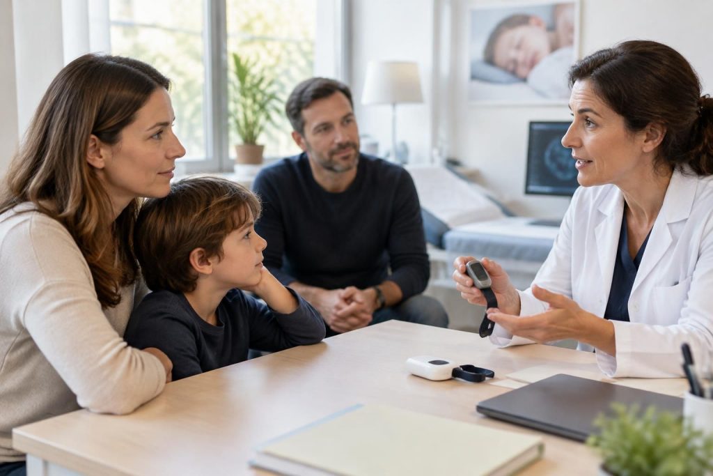 en cas de suspicion d’apnée du sommeil chez l’enfant ou l’adulte, découvrez quel professionnel consulter et comment se déroule le diagnostic.